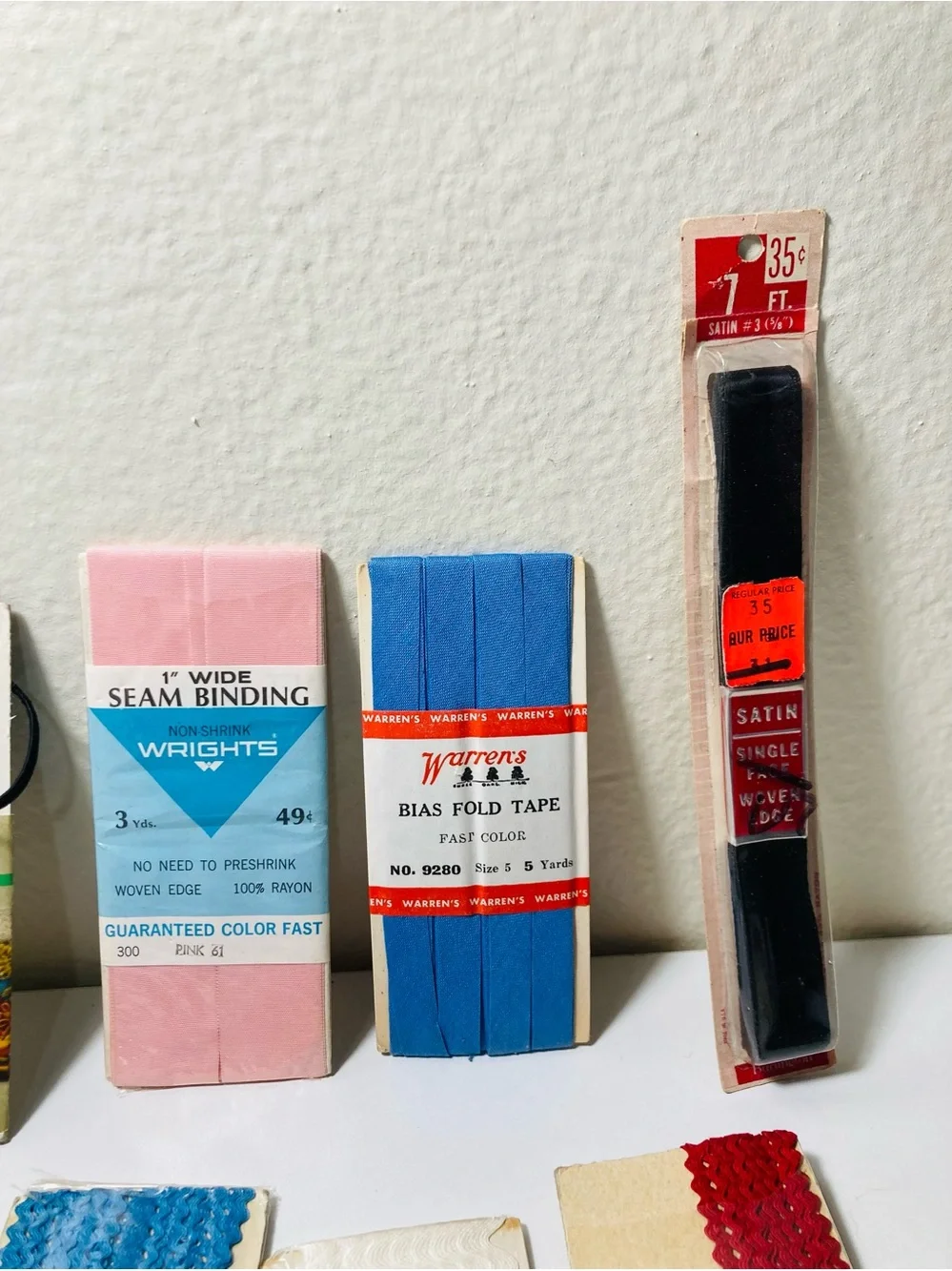 Vintage Assorted Sewing Hems and Bias Tape Bundle - Blue, Pink, Red, White